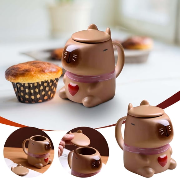 Cute Animal Ceramic Coffee Mug 16oz - Ergonomic Handle, Microwave & Dishwasher Safe, Large Capacity Cup for Home/Office Use (Gift for Women/Mom, Christmas/Birthday) Multicolor