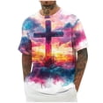thumbnail image 2 of Zylanna Mens & Big Mens Fashion T-Shirts, Crew Neck Short Sleeve Daily Cross 3D Print Funny Graphic Tees Tops Red, 2 of 5