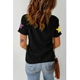 thumbnail image 7 of Women's Black Sequin Stars Patched Relaxed Fit T-Shirt for Casual Wear | [ZhiHiMeRi] | (US 20-22)2XL, 7 of 7