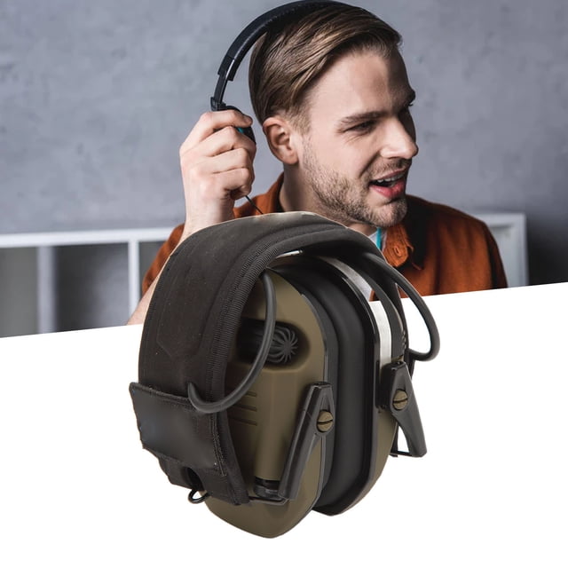 Cache-oreilles à Réduction de Bruit, Protection Auditive avec Microphone Directionnel Intégré et Rembourrage Doux, Conception Pliable Compacte pour Événements Sportifs et Menuiserie