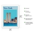 thumbnail image 2 of New York City - Twin Towers Statue of Liberty - Vintage Travel Poster c.1970 - Bamboo Fine Art 290gsm Paper Print (Unframed) 24x32in, 2 of 4