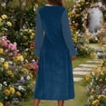 thumbnail image 6 of Jinhomg Women Velvet Maxi Dress Chiffon Patchwork Long Sleeve V Neck Cocktail Dresses A-Line Flowy Tunic Dress Wedding Guest Dresses, 6 of 8