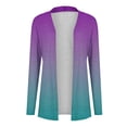thumbnail image 4 of Yuyuzo Long Cardigan pour Femmes Couleur Dégradée Ouvert à l'Avant Hauts Drapés Automne Hiver Cardigan Décontracté, 4 of 5