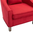 thumbnail image 6 of Accent Chair with Ottoman, Mid Century Modern Barrel Chair, Upholstered Armchair with Footstool and Pillow Club Tub Round Arms Chair with Wood Legs for Living Room, Bedroom, Office, Lounge, Red, 6 of 8