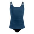 thumbnail image 6 of QURATI Swimwear Womens Bikini Swimsuits Two Piece Bathing Suit Double Straps Solid Color Swim Tank Tops Swimwear S 2XL Navy L, 6 of 6