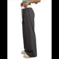 thumbnail image 3 of Pantalones Deportivos Anchos con Cintura de Contraste de Color y Hebilla de Cordón para Mujer. Gris Oscuro XL, 3 of 8