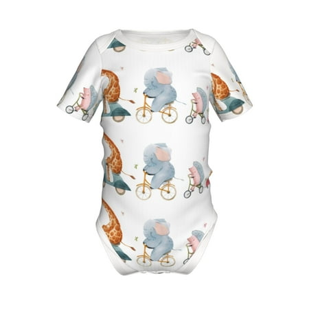 

Adobk Animals in Transport Print Baby Climbing Clothes Jumpsuit Rompers Classic Rompers Child Short sleeve Bodysuits-9M