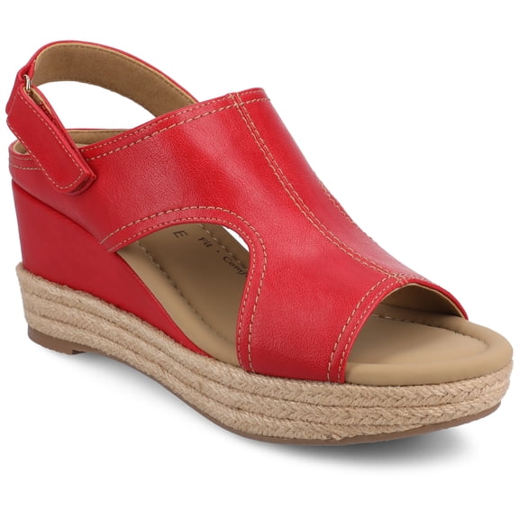 Journee Women's Rayleigh Open Toe Ankle Strap Espadrille Wedges