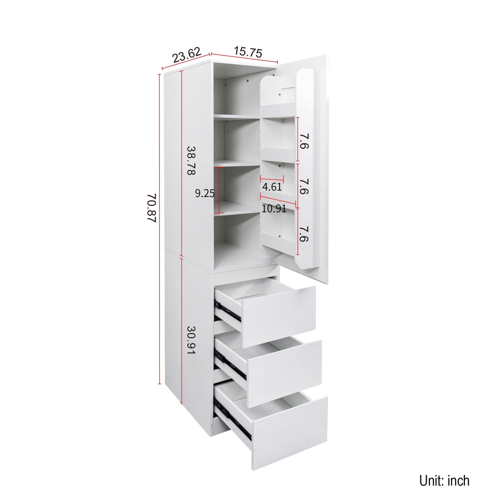 Kitchen Pantry Cabinet with Doors, Drawers and Shelves, 70.8" Tall Freestanding Storage Cabinet with Door Shelves, Large Pantry Cupboard for Kitchen, Dining Room, Living Room, White