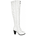 thumbnail image 3 of Forever Camila-48 Women's Lace Up Over The Knee Boots Stacked Block High Heel Side Zipper Thigh High Boots White 7.5, 3 of 5