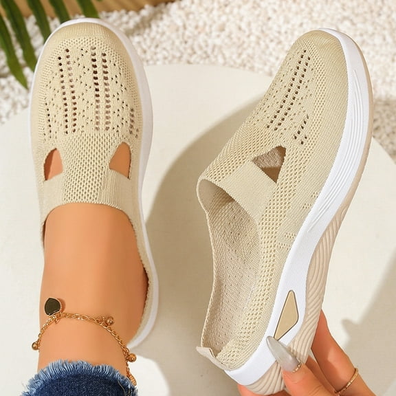 XIMIN Women’s Woven Orthopedic Lightweight Loafers Comfortable Soft Shoes Slip On Knitted Breathable Sneakers with Arch Support for Walking Running Hiking