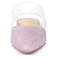 thumbnail image 6 of BLISSFUL STEP Women's Glitter Clear Strap Flat Mules Shoes Pink 7, 6 of 7