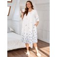 thumbnail image 2 of SHOWMALL Women's Plus Size Nightgown with Pockets Soft 3/4 Sleeve Pleated Crew Neck Sleep Dress Loose Lounge Sleepwear, 2 of 7