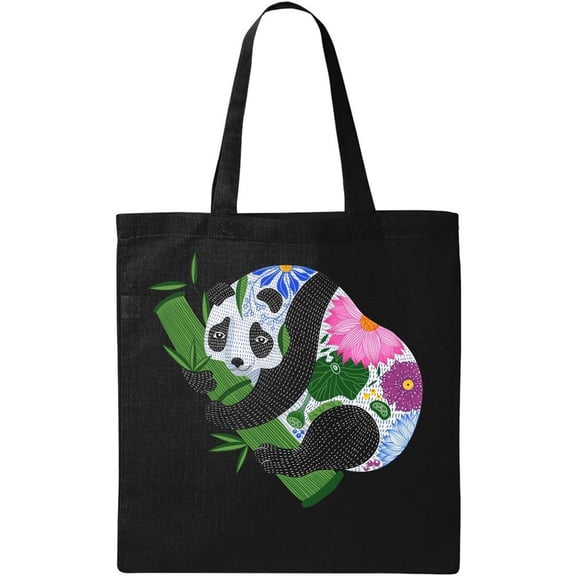 Smartprints Cute Panda Bamboo Branch Tote Bag - Image by Shutterstock, One Size Cotton Canvas Tote Bag