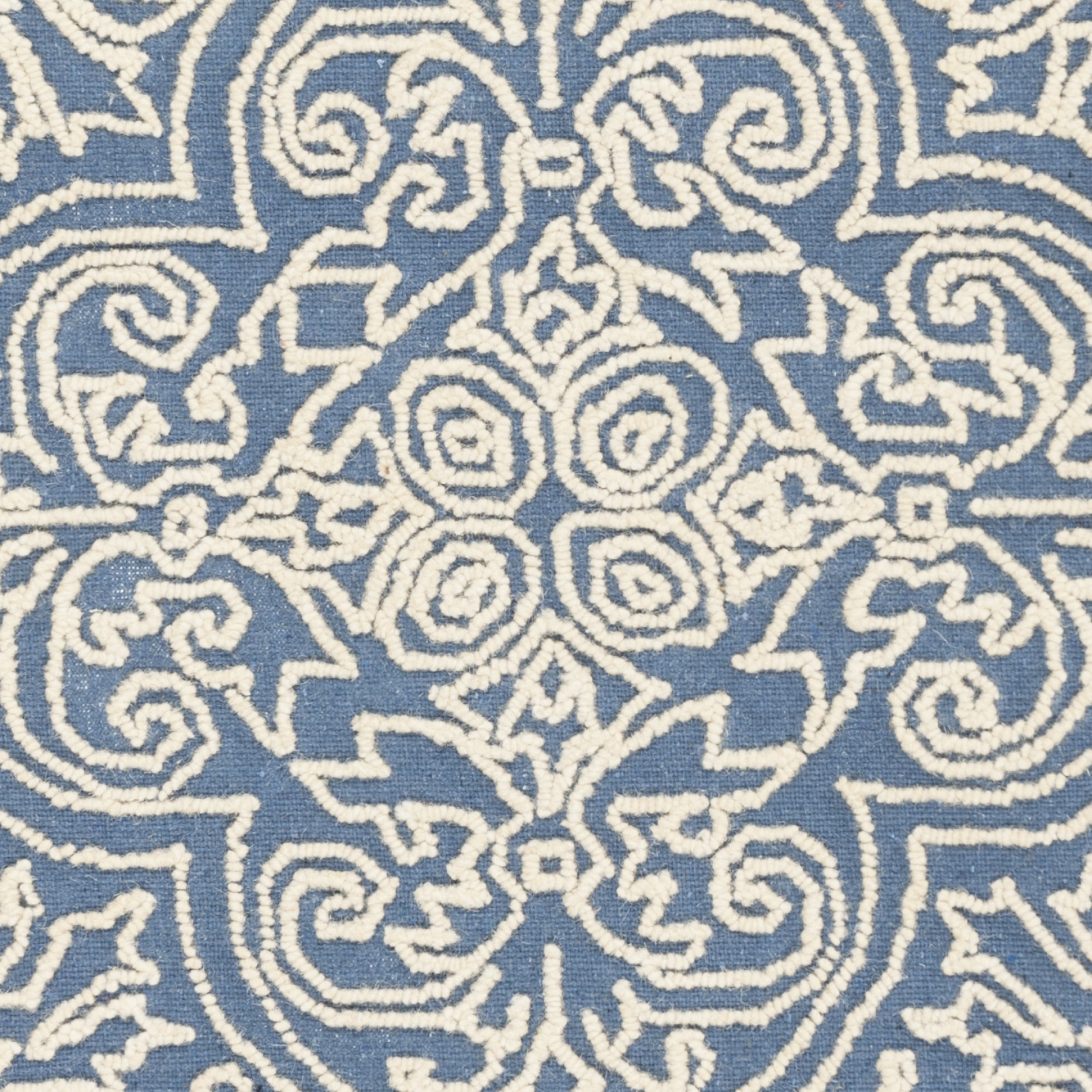 SAFAVIEH Trace Burton Geometric Wool Area Rug, Blue/Ivory, 3' x 5'