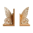 thumbnail image 2 of Butterfly Wing Bookend, Decorative Acrylic Book Ends, Sturdy Wooden Base Book Holder For Shelf Desktop Reading Home Office Decor(Yellow-7.87"), 2 of 4