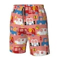 thumbnail image 5 of Kll Cartoon With Traffic Elements Men'S Casual Summer Beach Shorts Hawaiian Shorts With Pockets-Large, 5 of 9