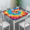 thumbnail image 3 of Colorful Tie Dye Mandala Pattern Square Fitted Tablecloth with Elastic Edge,Square Table Cover,Washable Elastic Table Cover for Home Kitchen Party Decor 34"x34", 3 of 6