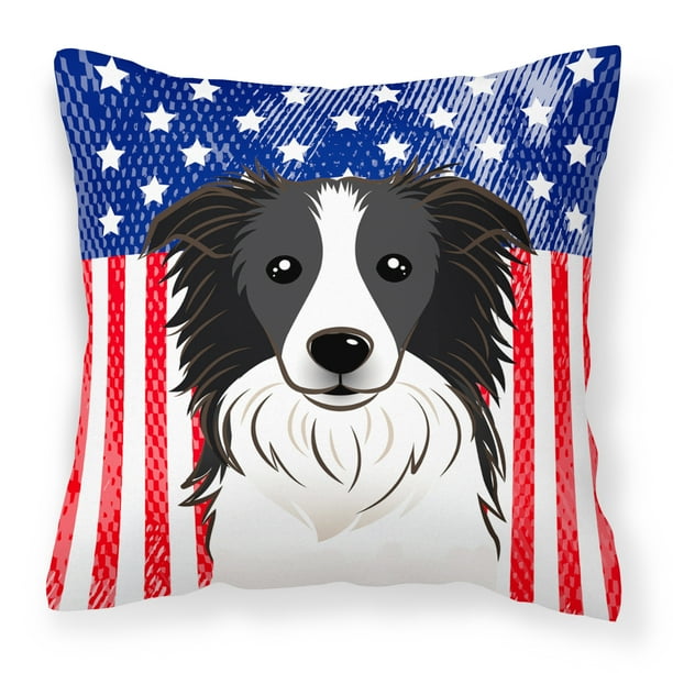 American Flag And Border Collie Fabric Decorative Pillow Walmart Com Walmart Com