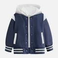 thumbnail image 2 of Qopobobo Kids Jacket Kids Baseball Jackets Boys and Girls Varsity Coat Buttons Cardigan Letter Sport Letterman School Jacket Dark Blue,1-2 Years, 2 of 5