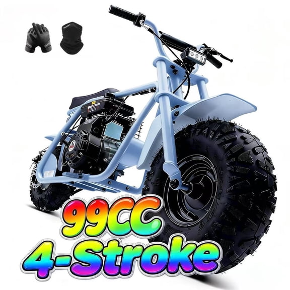 99cc MB001 Gas-Powered Mini Dirt Bike for Teens & Adults, Off-Road Motorcycle with LED Lights & Disc Brake, 34.5 KM/H, Max Load 200 lbs,Age 13