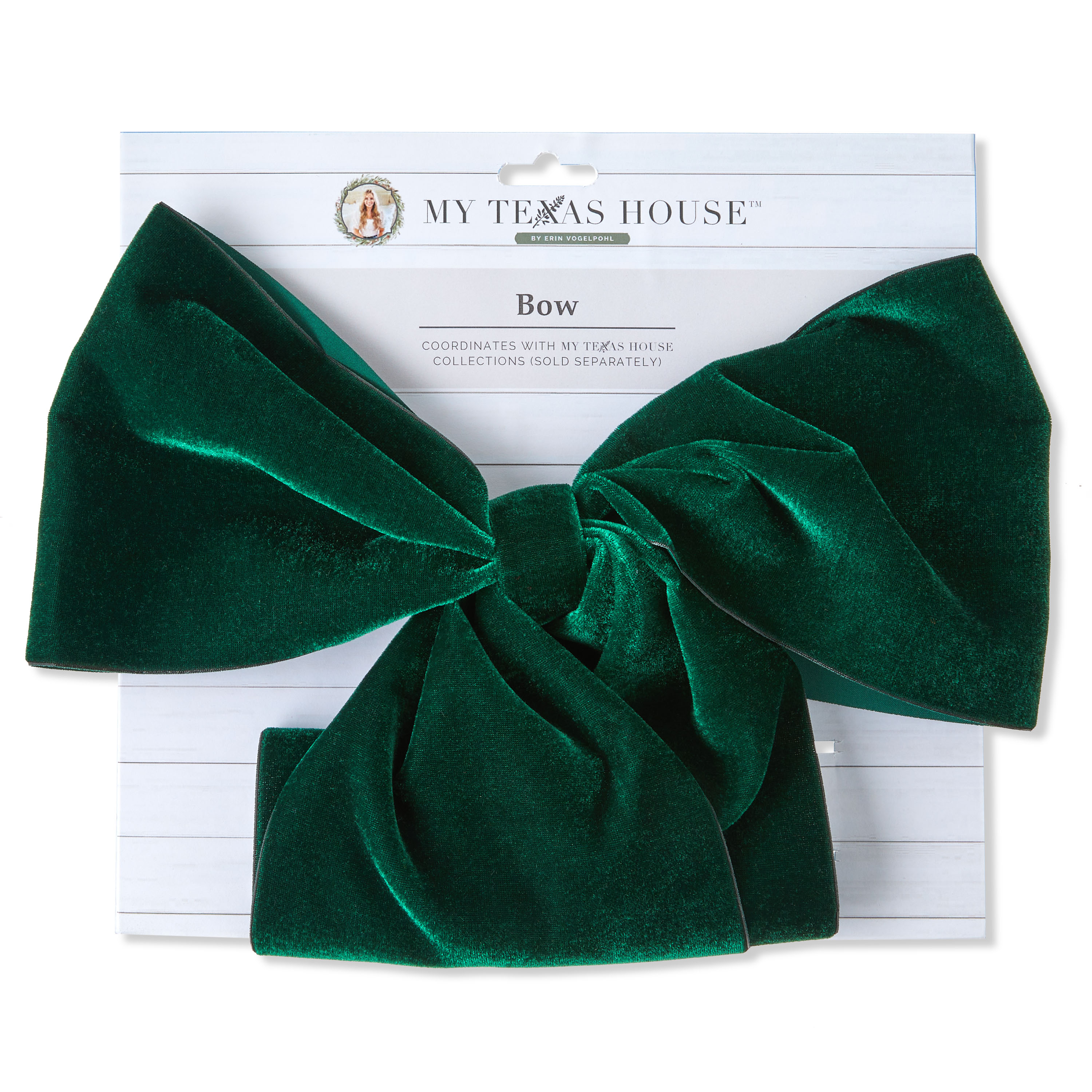 Green Velvet Christmas Tree Topper Bow, 20", by My Texas House