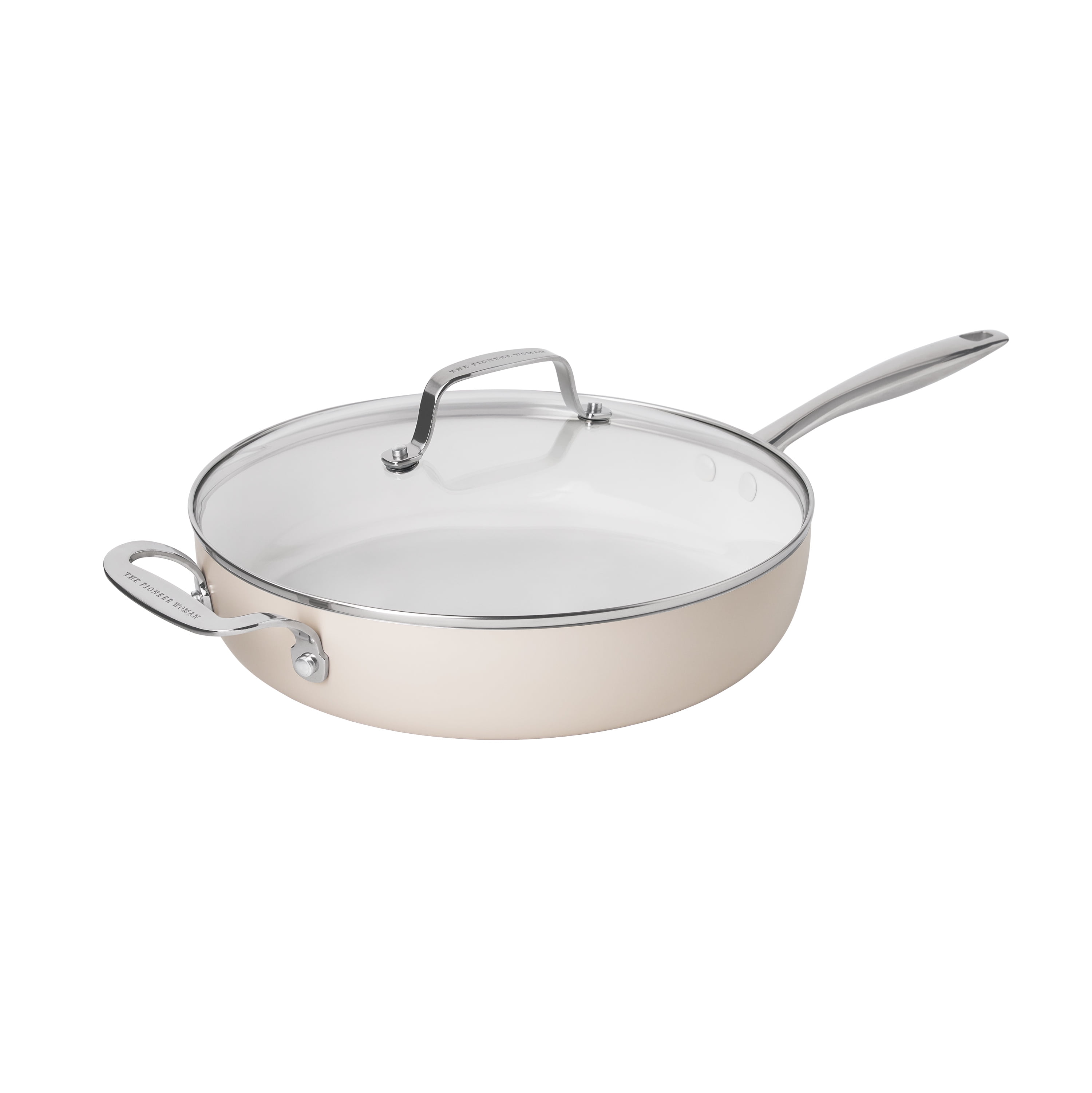 The Pioneer Woman Harlow 15-Piece Ceramic Nonstick Cookware Set, Taupe
