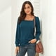 thumbnail image 5 of Blusa de manga larga Nikou con Mangas abullonadas para mujer color puro, 5 of 8