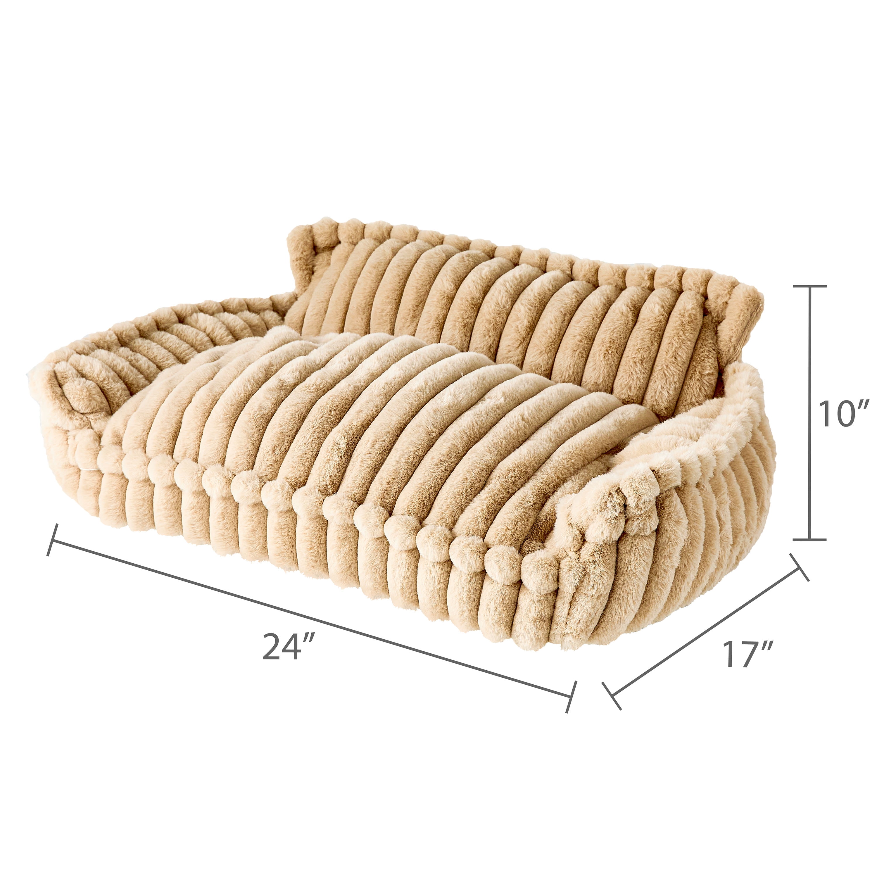 Vibrant Life Small Plush Cord Sofa Style Dog Bed, Cream, 17" x 24"