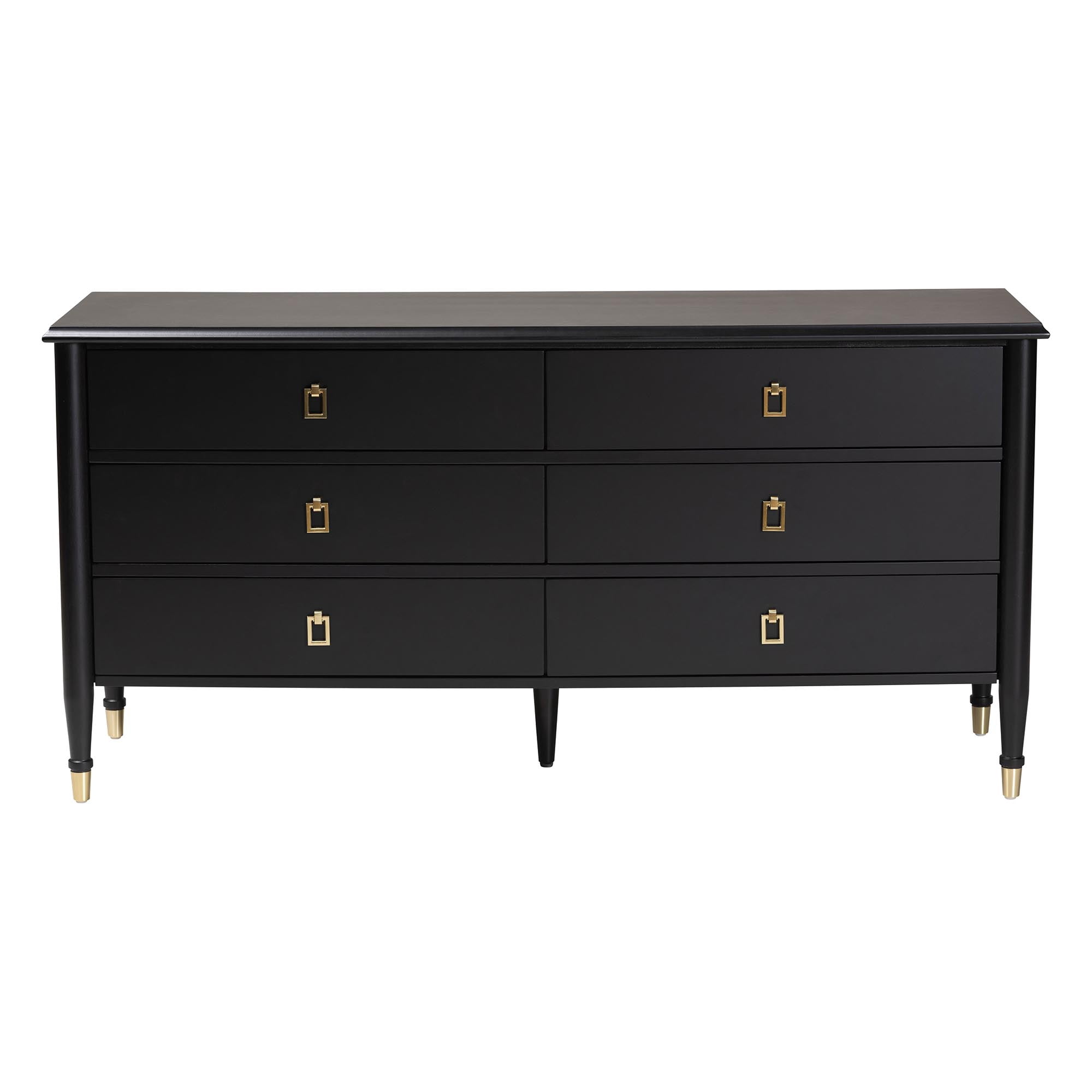 Baxton Studio Tamra Art-Deco Dresser, 6-Drawer, Black
