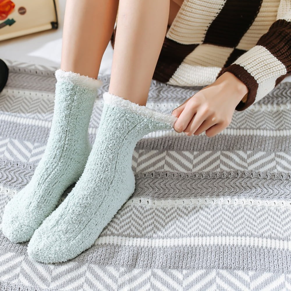 US Women Super Soft Microfiber Cozy Sleeping Socks Fuzzy Warm Slipper Socks