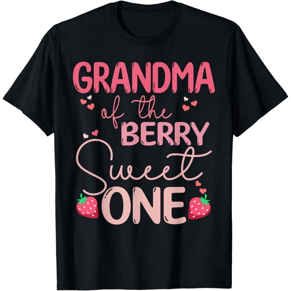 Cute Strawberry Sweet One Grandma Women Short Sleeve Graphic Tee