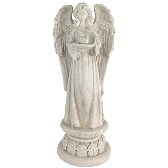 Northlight 22.5" Standing Religious Angel with Bird Bath Votive Candle Holder Outdoor Patio Garden