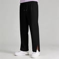 thumbnail image 5 of School Uniform Pants for Boys Loose Split Hem Pocket Elastic Waistband Solid Print Sweatpants Back To School Pants for Boys Size 5-6 Years, 5 of 8