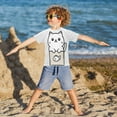 thumbnail image 3 of FORMRS Boys Rash Guard Short Sleeves Swim Shirt Quick Dry UPF 50+ Sun Protection, Sizes 3-12T, Beige Chubby Cat, 3 of 6