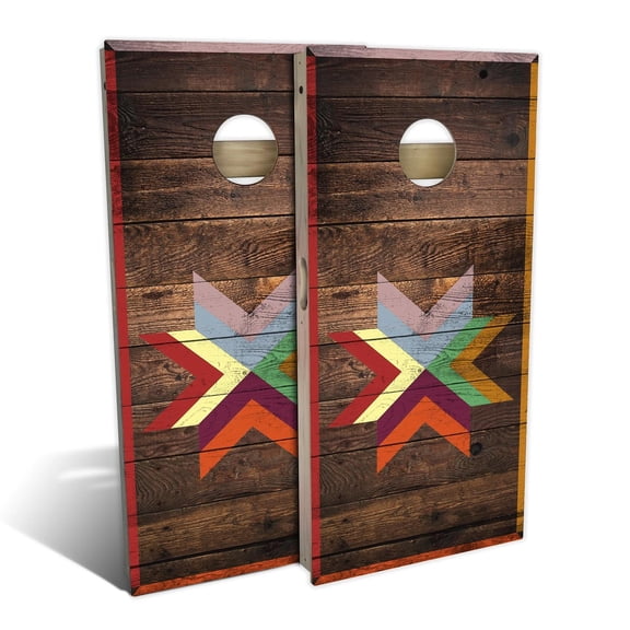 Skip's Garage Autumn Star Solid Wood Cornhole Board Set