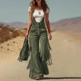 thumbnail image 2 of Aoiroe Ladies Dressy Western Jumpsuits Fringe Rompers Solid Color Vintage One Piece Jumpsuits Green M, 2 of 9