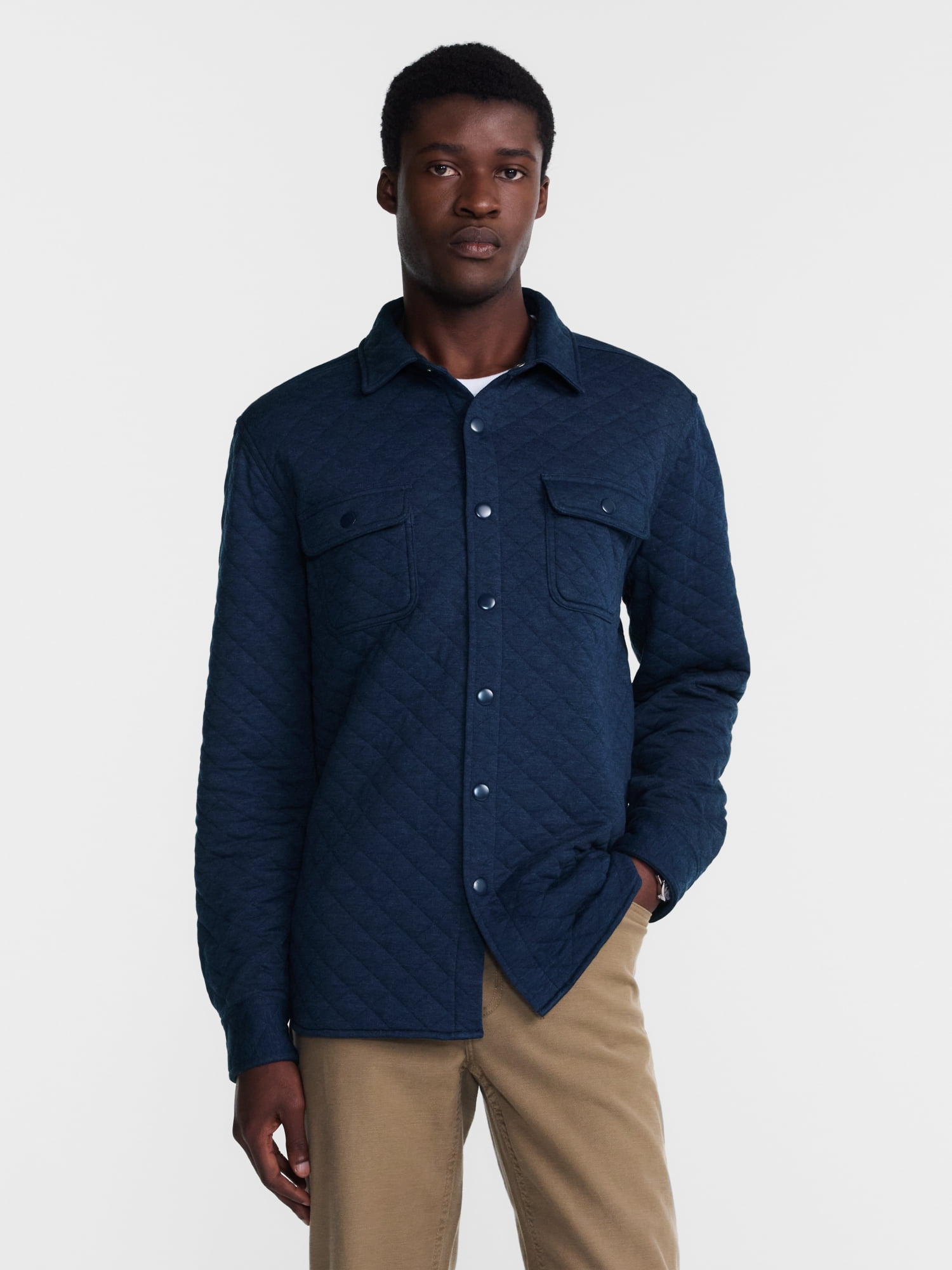 George Men's Quilted Overshirt with Long Sleeves, Sizes XS-4XLT
