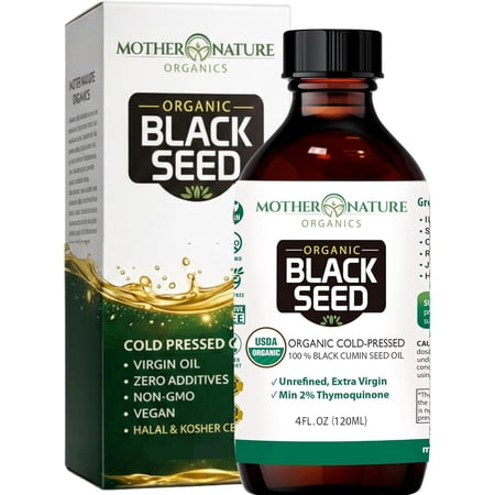USDA Organic Black Seed Oil (4oz ) Premium Cold Pressed, Non-GMO, Unrefined, Vegan Nigella Sativa Oil High Potency Aids in Digestive Health, Immune Support, Brain Function, Joint Mobility