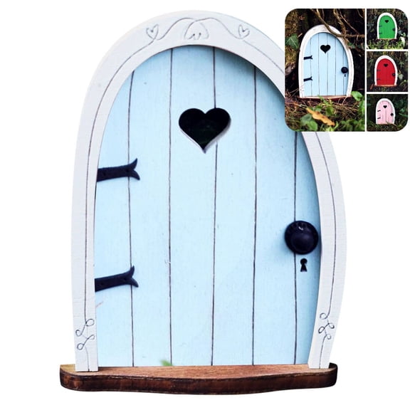 Fairy Garden Door Accessories for Trees Miniature Fairy Doors Wall Wooden Door Ornaments Art Sculpture Decoration DIY Fairies Door Indoor/Outdoor Mystical Door for Tree Trunk