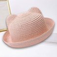 thumbnail image 2 of OOOUM Kids Cute Straw Hat Lightweight Breathable Rolled Brim Sun Hat Outdoor Travel Beach Hat For Toddler Boys Girls Light Pink, 2 of 3
