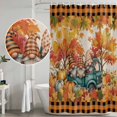 thumbnail image 5 of Thanksgiving Shower Curtain, Waterproof Shower Curtains for Bathroom, Orange Gnomes Pumpkin Leaves Truck Plaid Washable Fabric Bathtub Curtain Set Bath Decor with 12 Hooks Standard 72"x72", 5 of 8
