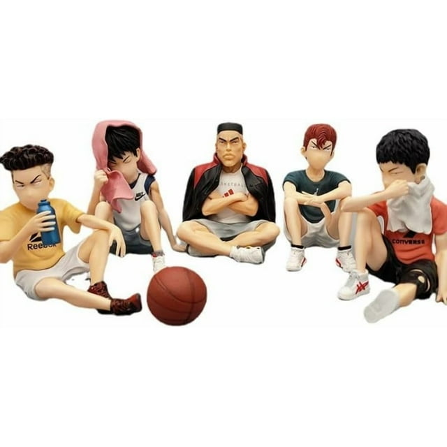 New Hanamichi Sakuragi, Kaede Rukawa Figure, Sitting 5pieces Anime Figures 8cm/3.1inch Handmade PVC Game Character Decoration Gift