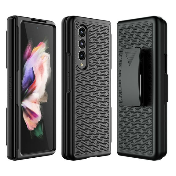 Holster Case Belt Clip for Samsung Galaxy Z Fold 3 5G Phones - Swivel Cover Kickstand Armor Combo J8R for Galaxy Z Fold 3 5G Models