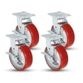 thumbnail image 2 of 6" X 2" Swivel Caster Set - Heavy Duty Polyurethane Wheel on Steel Hub with Top Lock Brake - 1,200lb ea (4) Tool Box Set, 2 of 4