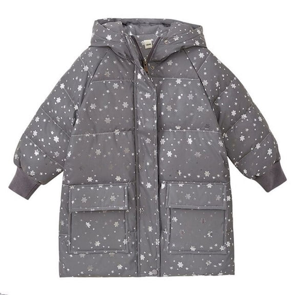 Children Winter Jackets For Girls Fashion Reflective Material Outerwear Warm Coat Teen Print Kids Hooded Clothes 4 6 8 10 12Yrs