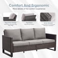 thumbnail image 4 of Bellefurn Outdoor 3 Seats Patio Sofa,All-Weather Wicker Deep Seat Outdoor Couch with Removable Cushions for Porch, Backyard, Balcony, Deck, 4 of 7