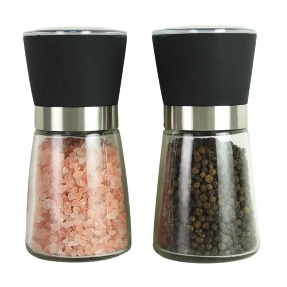 Kamenstein 5-inch Glass Prefilled Pink Salt and Pepper Grinder Set of Two