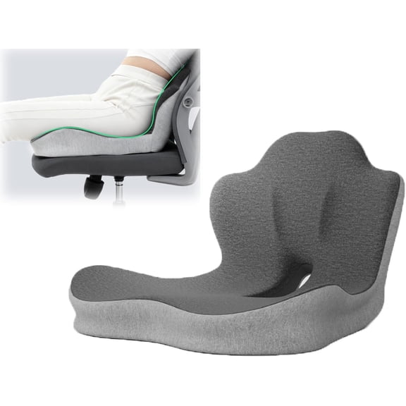 L-Shaped Memory Foam Seat Cushion with Back Support - Orthopedic Coccyx Car Seat Cushion, Non-Slip Office & Chair Pad for Car, Home, Desk, Wheelchair - Premium Comfort & Posture Relief(DSF)