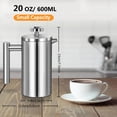 thumbnail image 2 of Cafetera francesa Meelio, pequeña, 600 ml, acero inoxidable, 2 of 9
